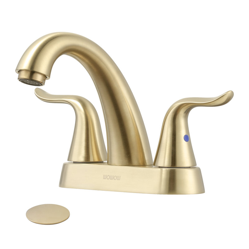 2-handle Bathroom Faucet with Drain Assembly, Gold