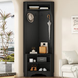 Minimalist Corner Hall Tree with Shoe Bench
