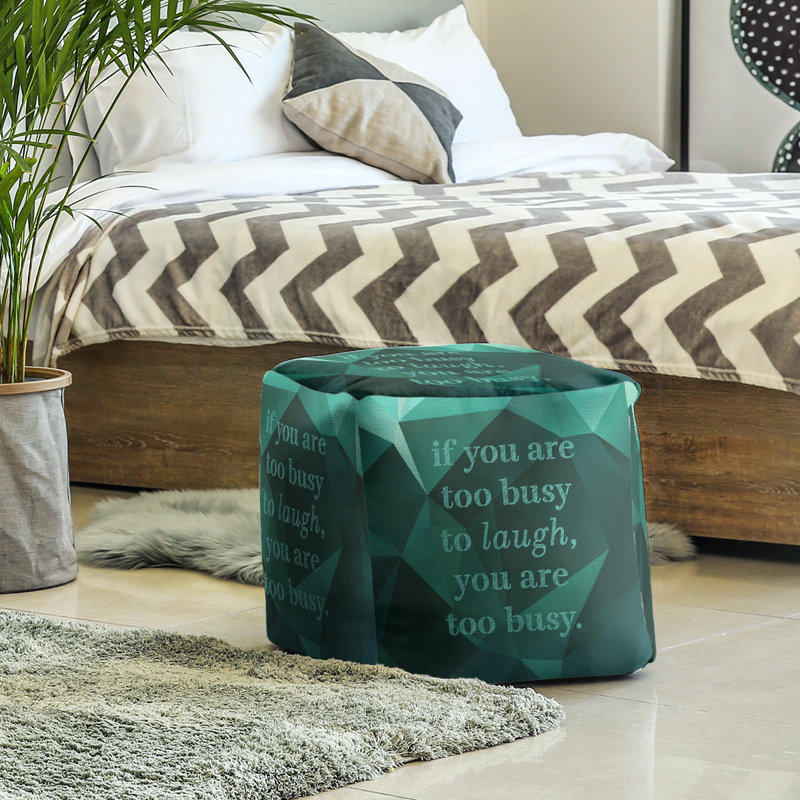 Upholstered Ottoman, Emerald Green, 13" H x 13" W x 13" D
