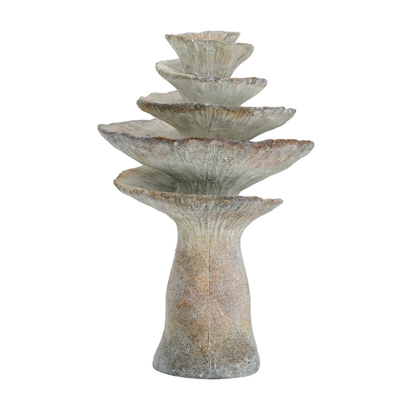 Cement Candle Holder with Weathered Tiered Design - 6.5x6.3x10" - Gray/Brown