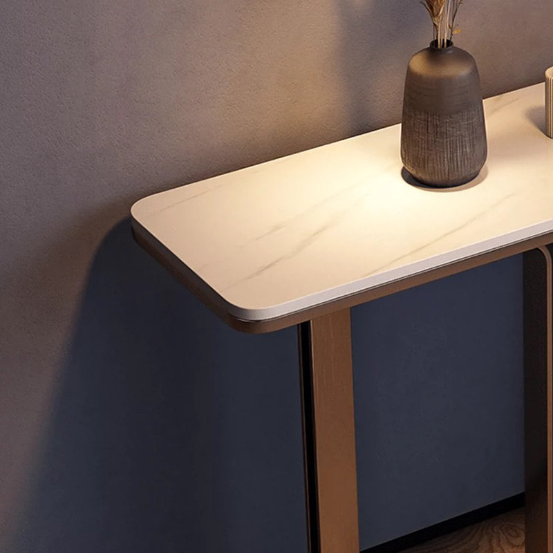Table de hall d'entrée italienne de luxe, H 33,5 po x l 59,1 po x P 13,8 po, Blanc