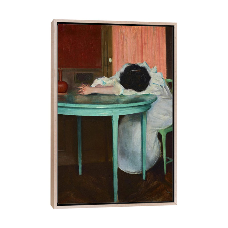 «Tired, C.1895-1900», reproduction d'art sur toile encadrée, H 48 po x l 32 po, Beige