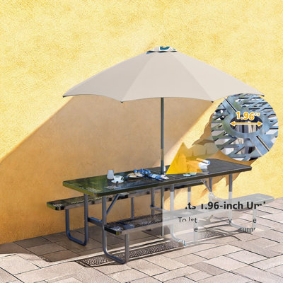 Tables de patio spacieuses, salle à manger moderne en acier de 96 pouces pour patio familial