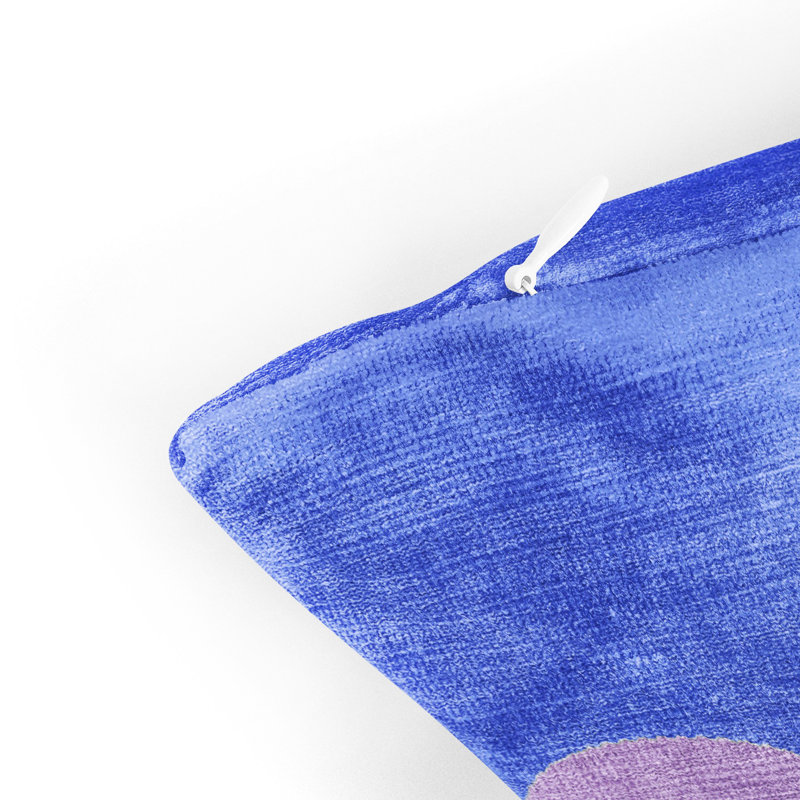 Coussin en chenille, Bleu / mauve / blanc