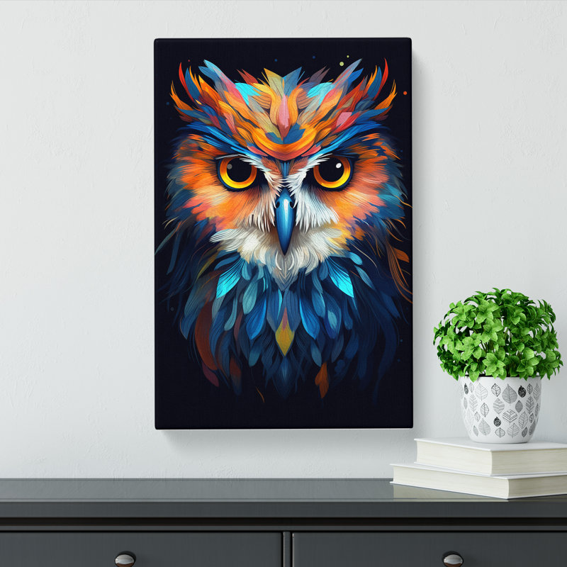 Owl Minimalism - No Frame Print, 76cm H x 50cm W x 3cm D