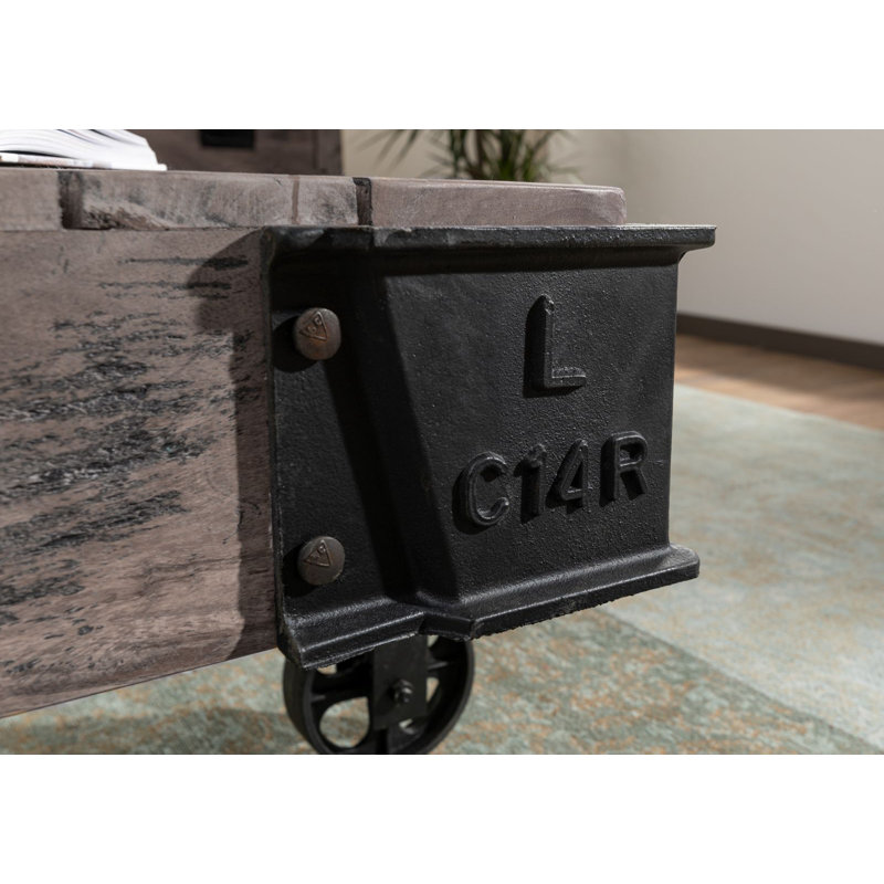 Railway Trestle Coffee Table, Grey, Black