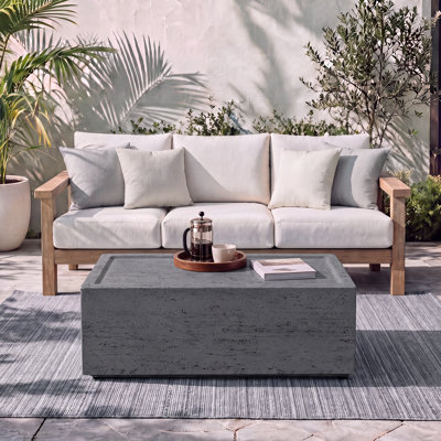 40" Outdoor Rectangle Concrete Coffee Table