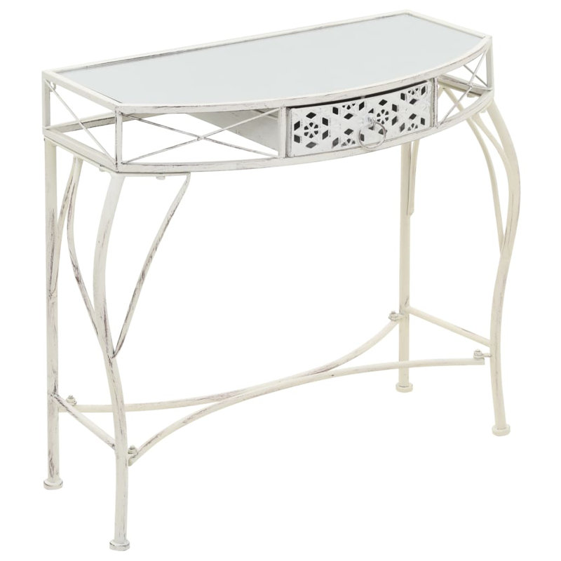 Charlize Glass Top End Table, White