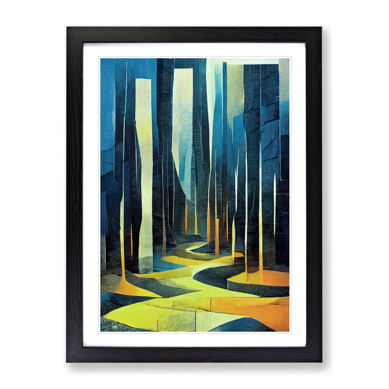Forest Composition No.2 Abstract - Single Picture Frame Painting, Black, 64cm H x 46cm W x 2cm D