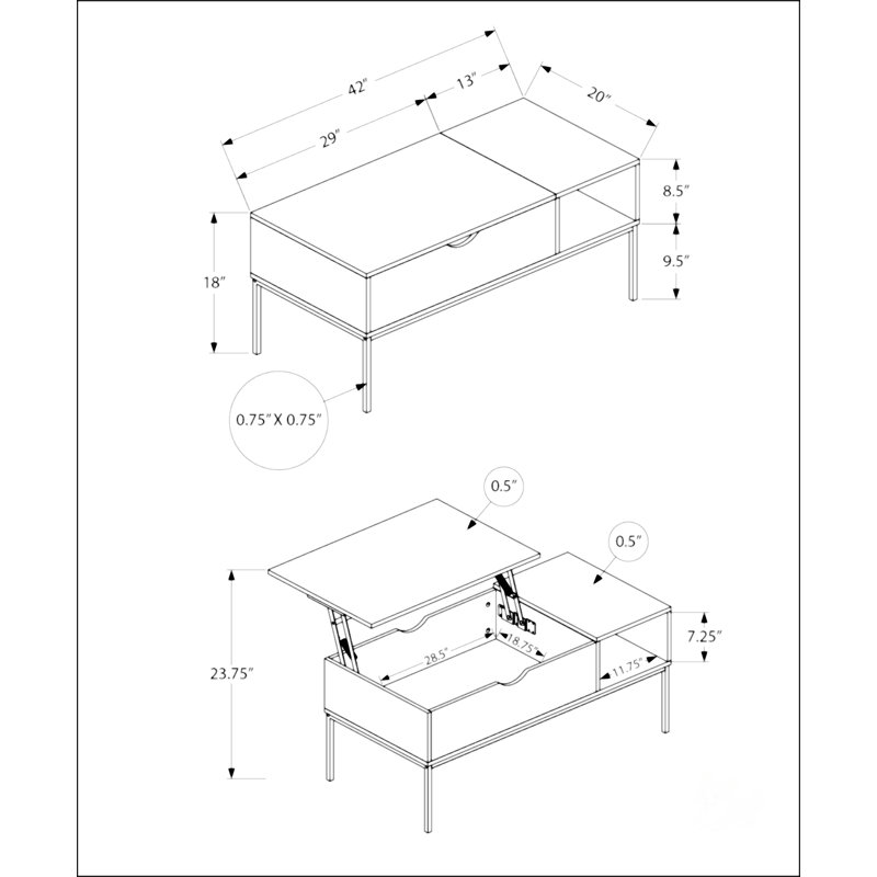 Table basse L 42 po