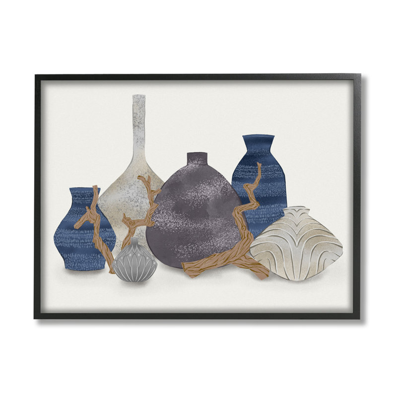 "Ornement", "Nature morte, incliné, bois flotté, branches" par Ziwei Li - cadre flottant, impression sur toile, Noir
