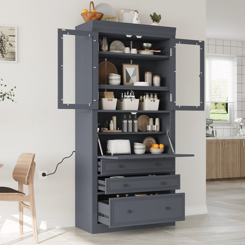 Armoire multifonctionnelle avec 3 tiroirs, tablettes réglables, Noir
