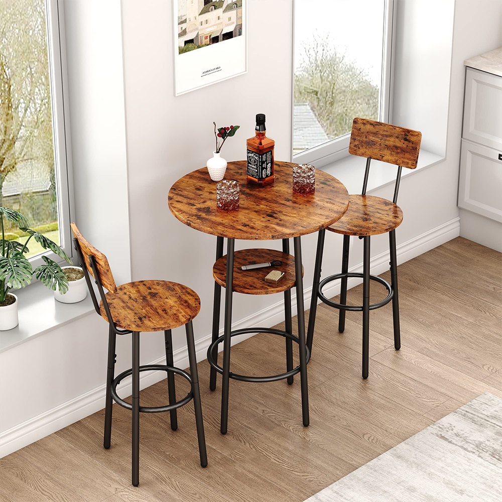 5 Pieces Counter Height Dining Sets, Wood Dining Table with Drop Leaf, Wine  Rack and Drawers, Farmhouse Kitchen Table Set with 4 Chairs for Small