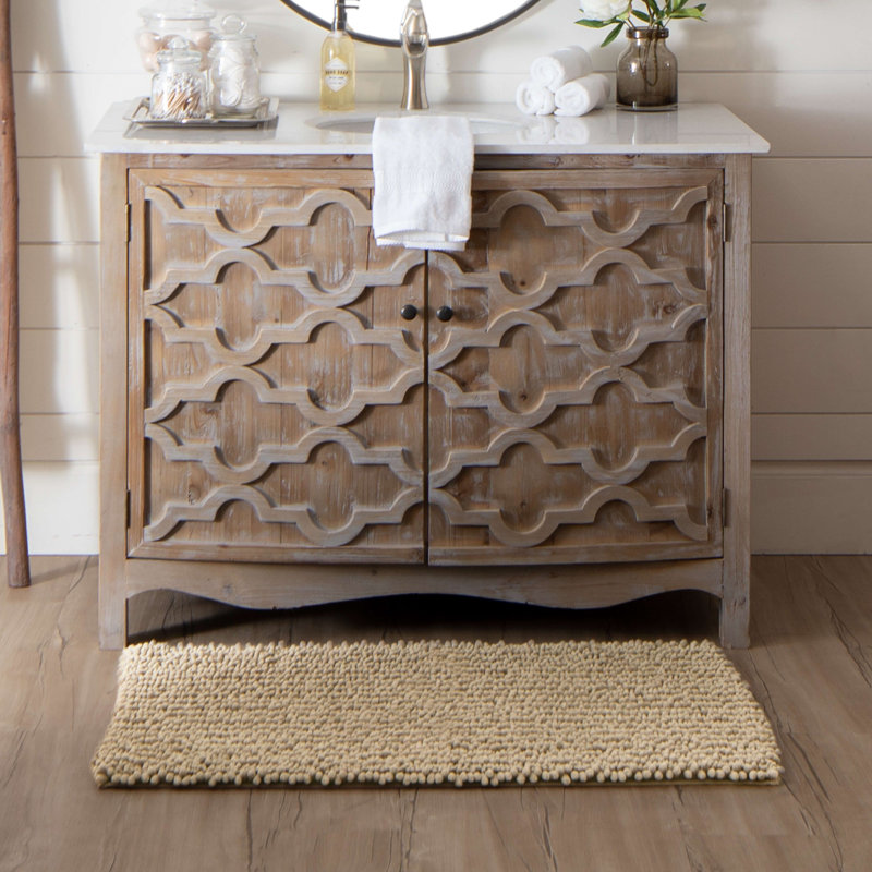 Tapis de bain antidérapant Tamayo, L 20 po x L 34 po, Taupe