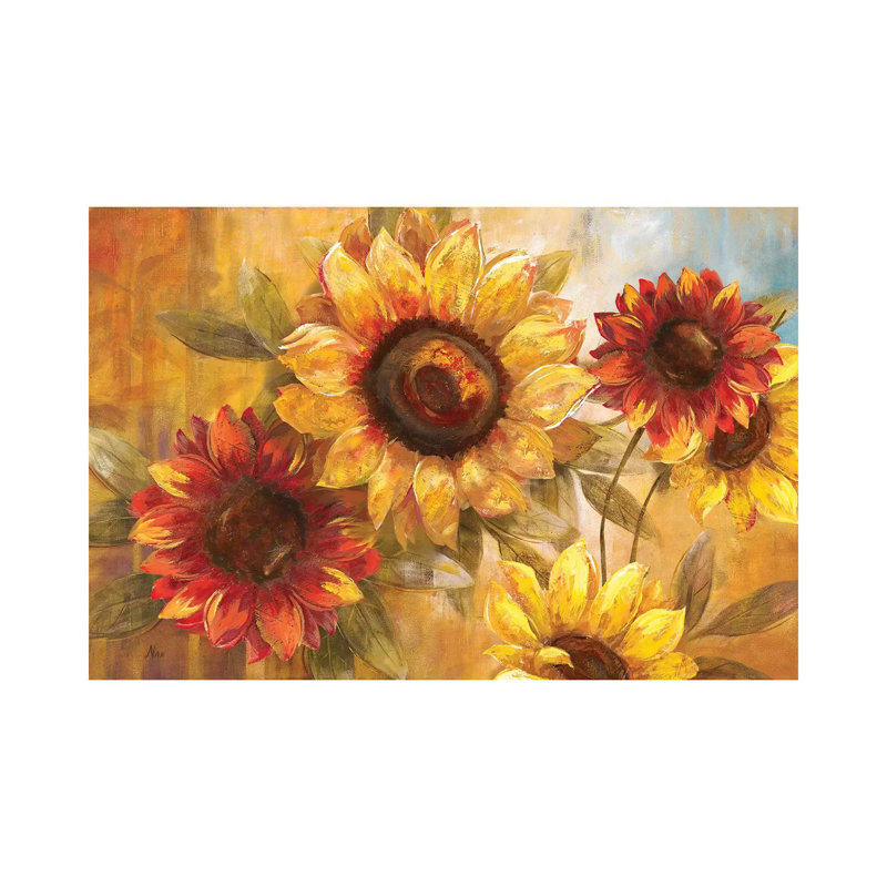 Tournesol «Cheer» par Nan - impression, H 32 po x l 48 po x 1,5 po, Toile tendue