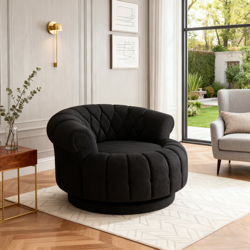 Chaise d'appoint ronde et pivotante, Noir
