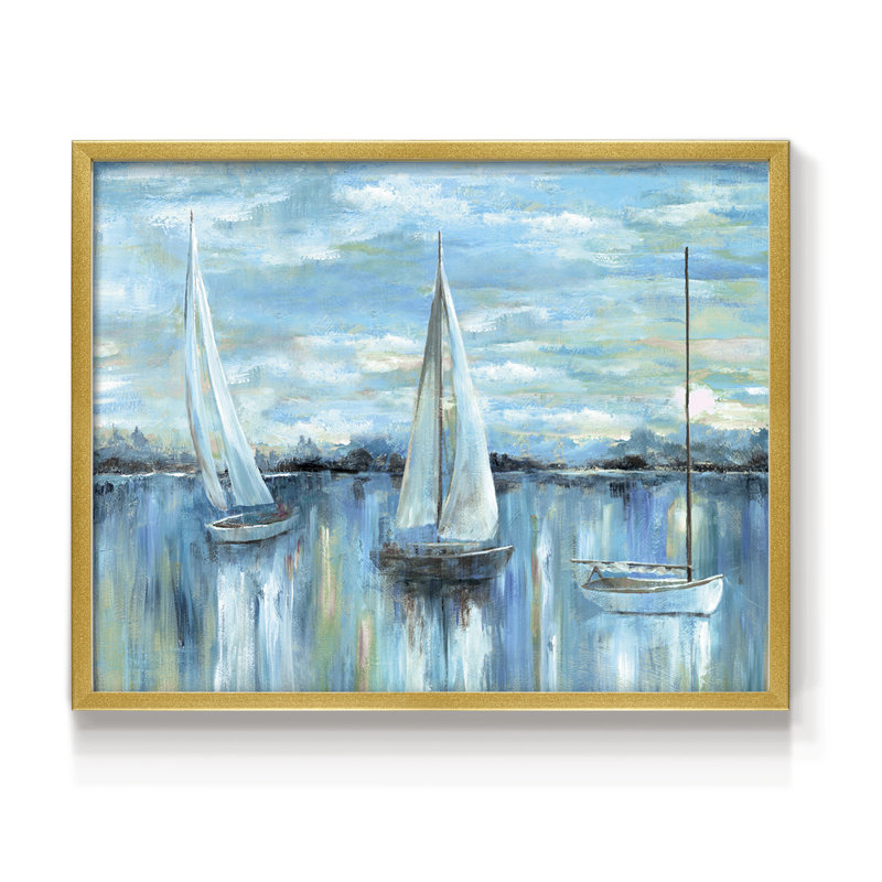 «Evening on the Bay» - reproduction encadrée - Restickable, H 8 po x l 10 po