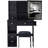 29.2" Small Size Left Drawer Desktop Vanity Table + Cushioned Stool, 2 AC+2 USB Power Station, Hair Dryer Bracket, Extra Large Touch Control Sliding LED Mirror, Tri-Color Switching, Brightness Adjust-1527498491