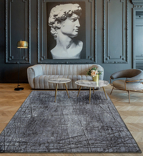 Machine-made Area Rug , Rectangle 140 x 200 cm, Anthracite