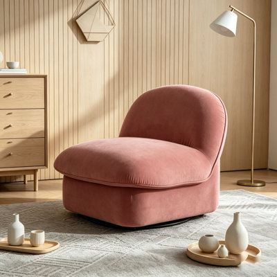 Fauteuil d'appoint pivotant, base en métal à 360 degrés avec revêtement en velours