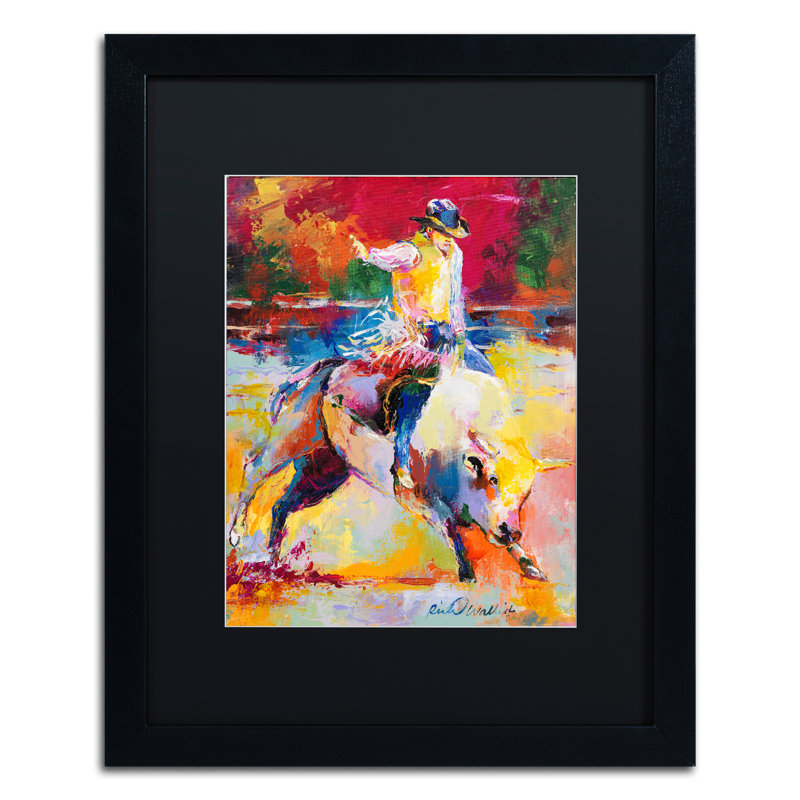 « rodeo », reproduction sur toile, H 20 po x l 16 po x P 0,5 po, Noir, Cadre noir