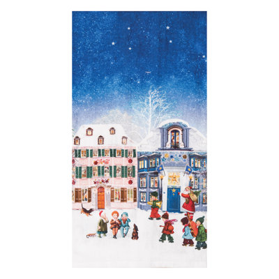 Vintage Houses With Kids Printed Flour Sack Kitchen Towel
