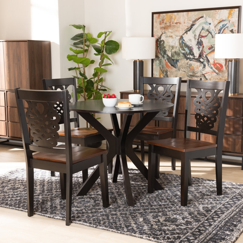 Ensemble de salle à manger 5 pièces avec 4 chaises et 1 table Elaine au fini brun foncé Elaine, H 37,4 po x l 17,9 po x P 19,9 po