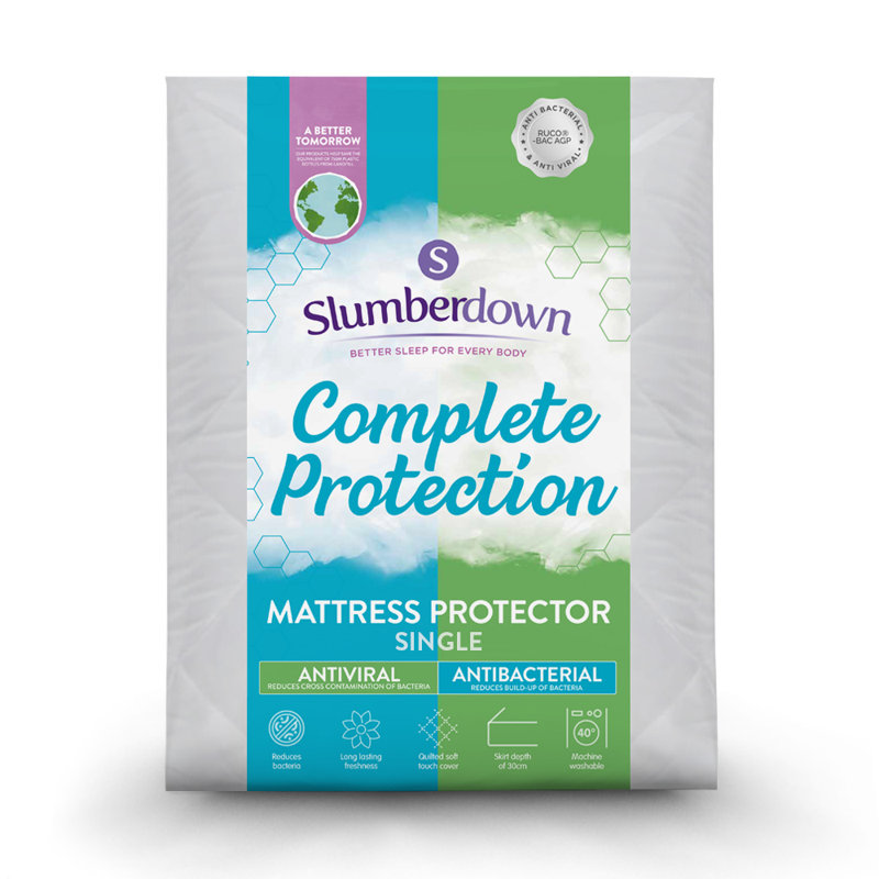 Slumberdown Complete Protection Anti Viral Quilted Mattress Protector Machine Washable, Single (3')