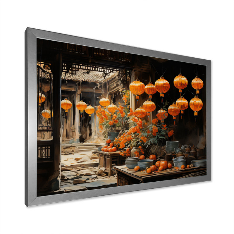 «Vietnam Hoi An Lanterns I», reproduction sur toile, H 24 po x l 32 po x P 1 po, Cadre photo argenté