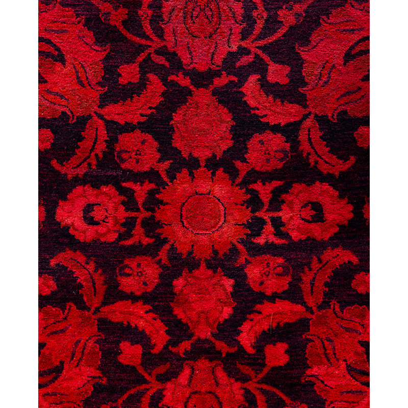 Overdyed Hand-Knotted Wool Modern-Contemporary Pink Area Rug 8' 1" x 8' 1"