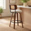 Tabouret de comptoir pivotant en bois massif de 26 po avec dossier en rotin beige (ensemble de 3)-1209169726-1209169727