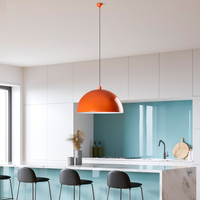 Lustre réglable élégant, structure en métal orange, 23,6 po x 13,8 po | Hauteur: 17,7 - 53,1 pouces | Type de douille: E27 maximum 40 W (ampoule non incluse) | Parfait pour les salles à manger et les espaces de vie, conception moderne avec indice de protection IP20