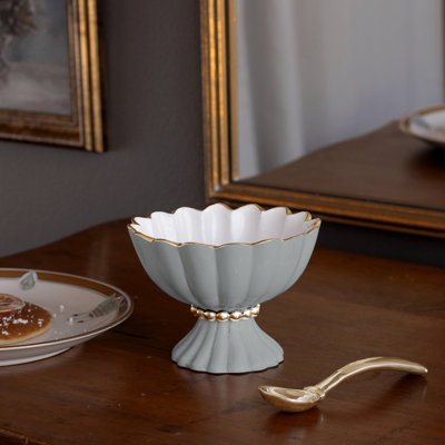 Mini-piédestal Encanto Vienna avec cuillère (ardoise et blanc)