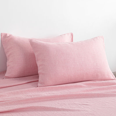 2 Pack 100% Linen Pillowcases，Breathable and Cooling Washed Pillowcases with Envelope Closure