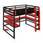 Lit mezzanine en bois peu encombrant, bureau, support de rangement latéral, tablettes et éclairage RVB inclus-129230448-129230446