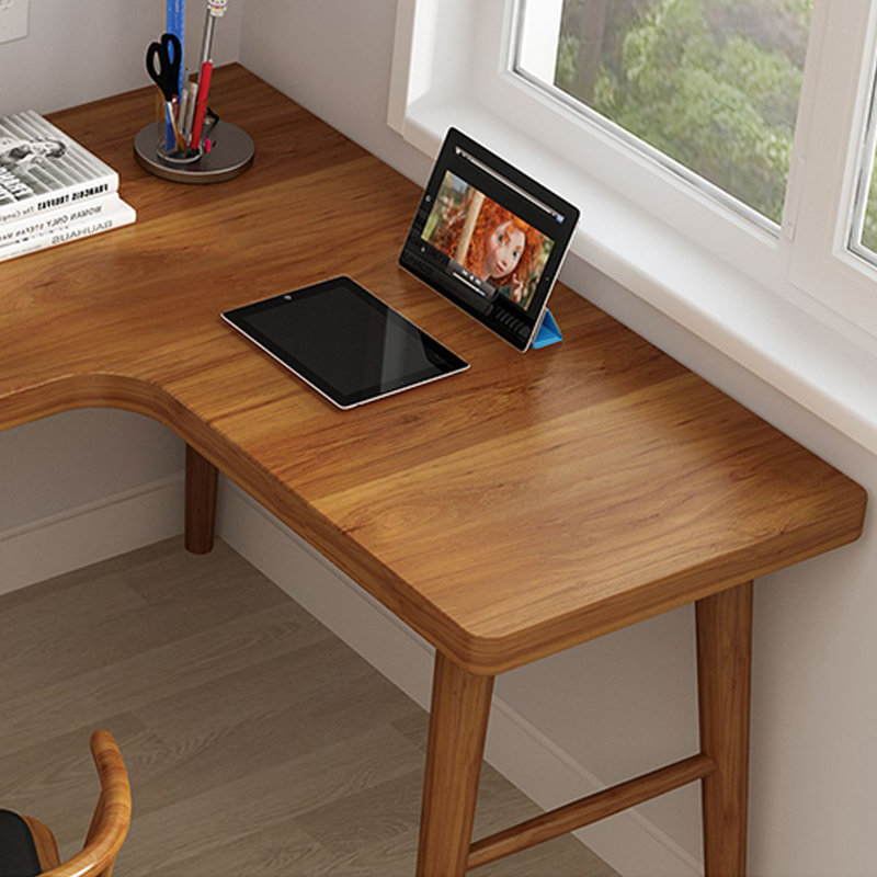 Rosewood L-Shaped Solid Wood desks, 29.53" H x 62.99" W x 47.24" D, Right Hand Return