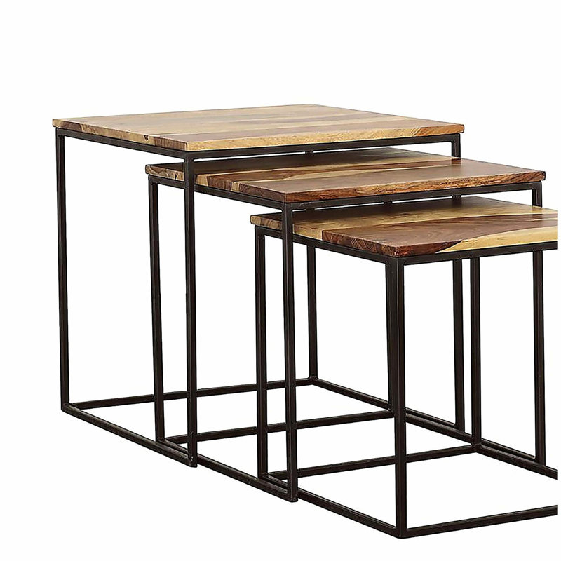 Natural Black 3-Piece Nesting Table Set
