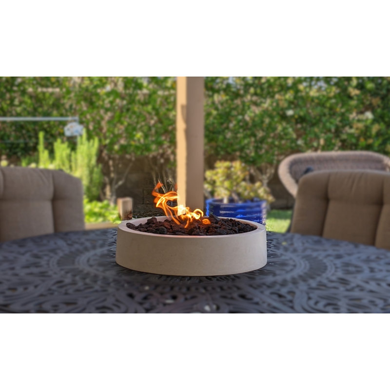 Stone Propane Outdoor Tabletop Fireplace, Suffolk Tan
