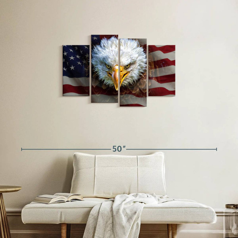 Bald Eagle On US Flag, 22" H x 36" W