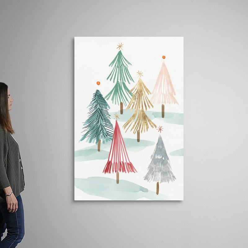 Arbres de Noël I - reproduction d'art sur toile, Toile tendue, H 60 po x l 40 po x P 1,25 po