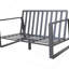 Canapé double + table basse rectangulaire, coussins gris clair-1420767751