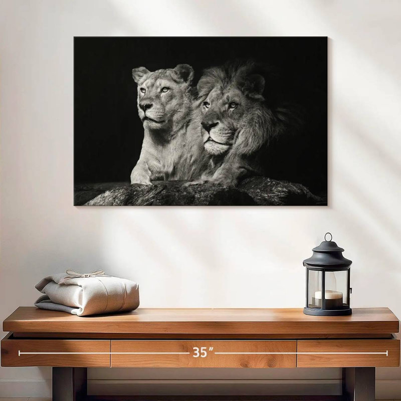 Lion And Lioness Mates Canvas Print, 24" H x 16" W x 1.25" D