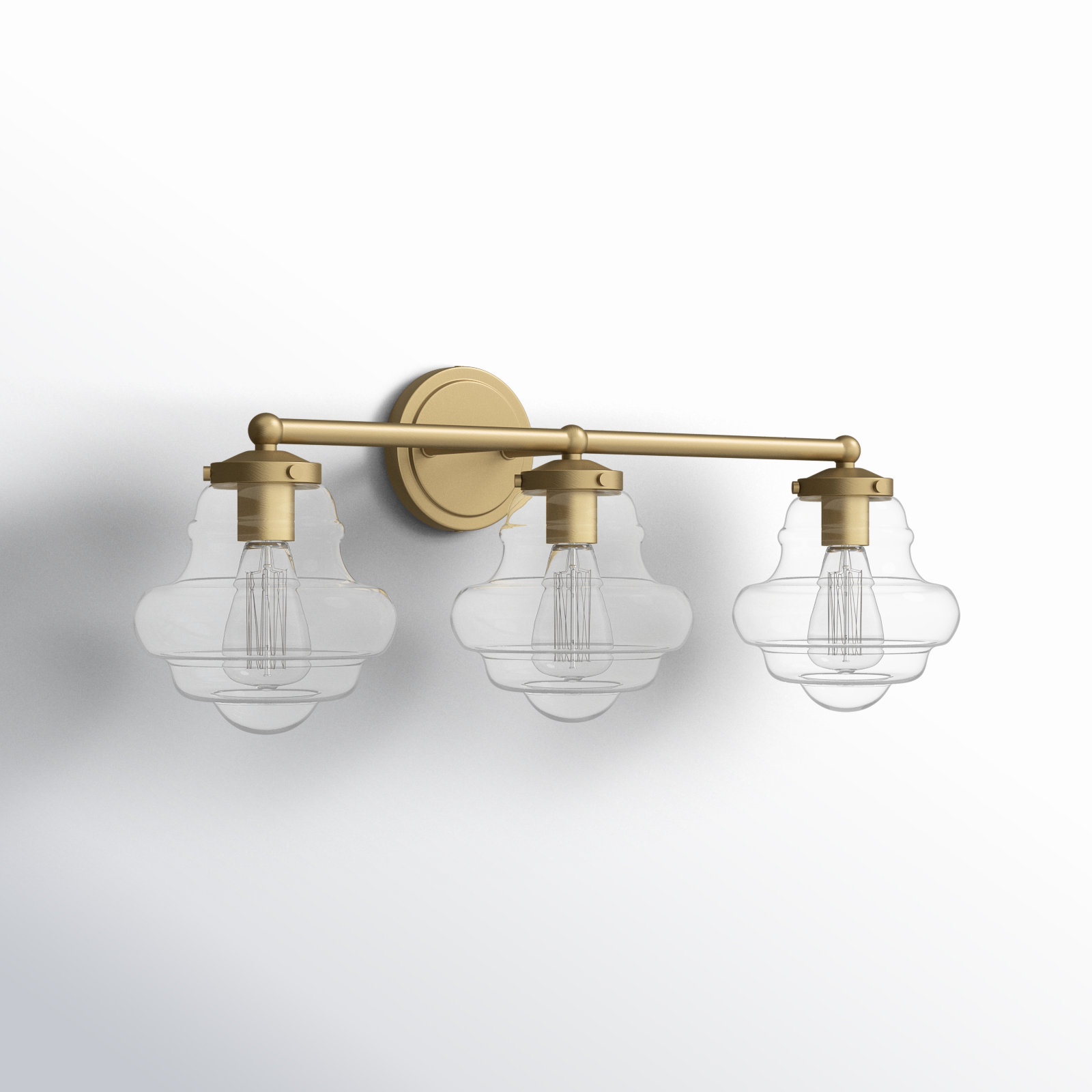 Marah 3 Light Transparent Dimmable Vanity Light, Natural Brass