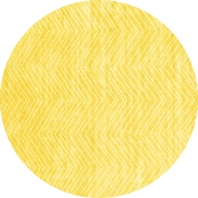Tapis contemporains jaunes lavables à la machine 2565, Rond 3 pi