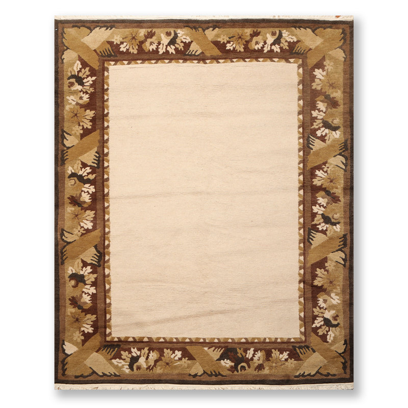 Tapis intérieur en laine 5 pi 9 po x 8 pi 1 po one-of-kind à la main noué la chocolat/olive/beige Aliz