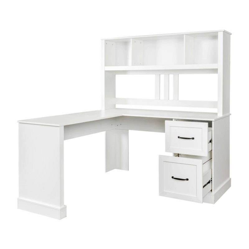 Bureau d'ordinateur à domicile avec huche, Blanc