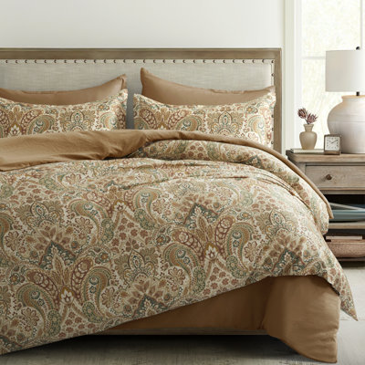 Kale Caramel Boho Sateen Paisley Duvet Cover