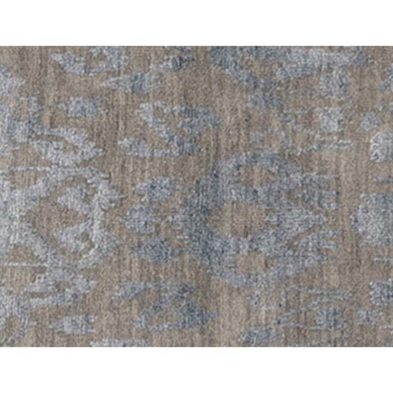 Hand Knotted Wool Area Rug in Silver And Blue