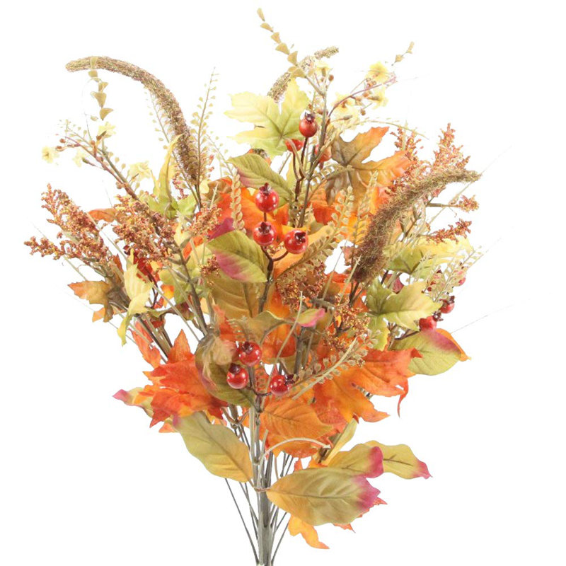 Autumn Harvest 25" Artificial Maple Leaves and Berries Arrangement