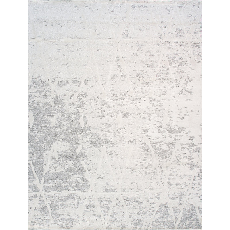 Sutton Polypropylene Ivory/Grey Area Rug, Rectangle 8' 0" X 10' 0"